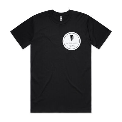 White Microphone Logo on heavy cotton T-shirt. Thumbnail