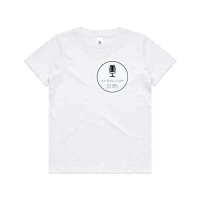 White Microphone Logo front and back on cotton uni sex Kids Youth T-shirt. Thumbnail