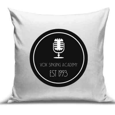 Black Microphone Logo front on cotton uni sex cushion cover Thumbnail
